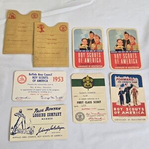 Vintage '50s Boy Scouts Of America Membership Cards Lot, 8 Pieces Ephemera